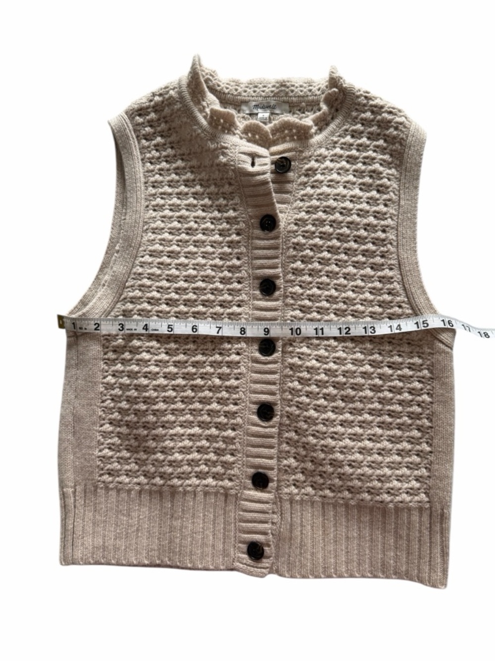 Madewell Ruffled Sleeveless Cardigan Top, NWT Size Small - Picture 10 of 12